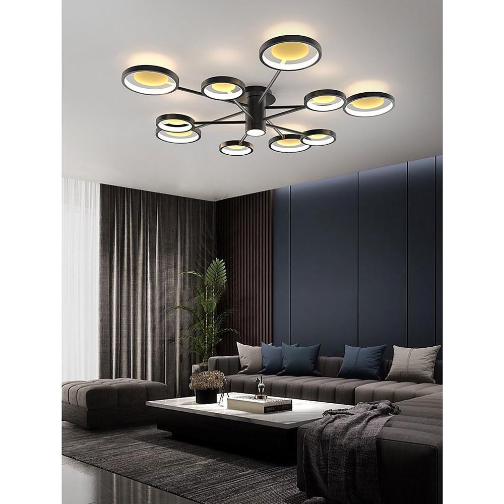 Geometric Multi Circle LED Flush Mount Ceiling Light Modern Black Industrial Chandelier Lighting
