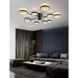 Geometric Multi Circle LED Flush Mount Ceiling Light Modern Black Industrial Chandelier Lighting