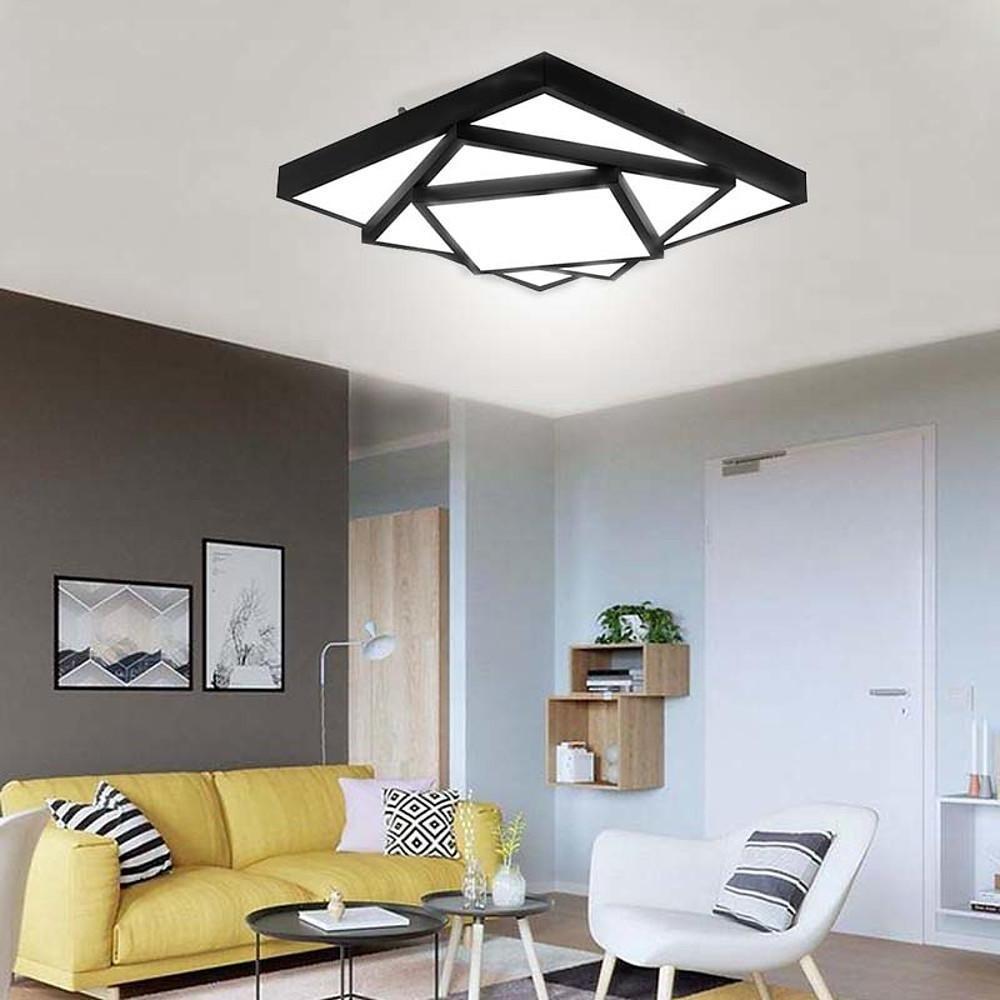 Modern Geometric Three Square LED Flush Mount Ceiling Light Dimmable Acrylic Fixture