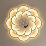 Flower Shaped LED Ceiling Light Flush Mount Fixture with Crystal Pendants for Bedroom Living Room