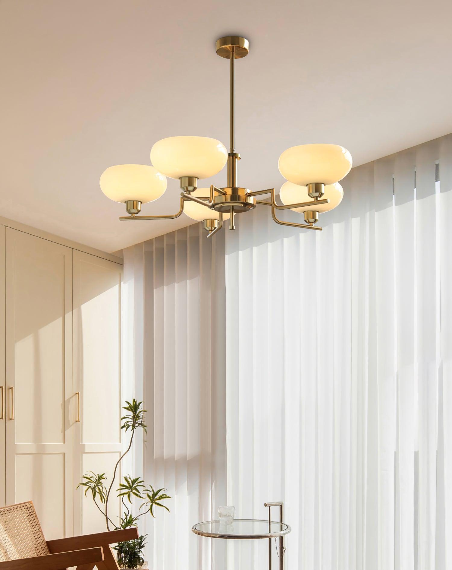 Puja Mid Century Modern Glass Globe Chandelier for Dining Room and Entryway Lighting