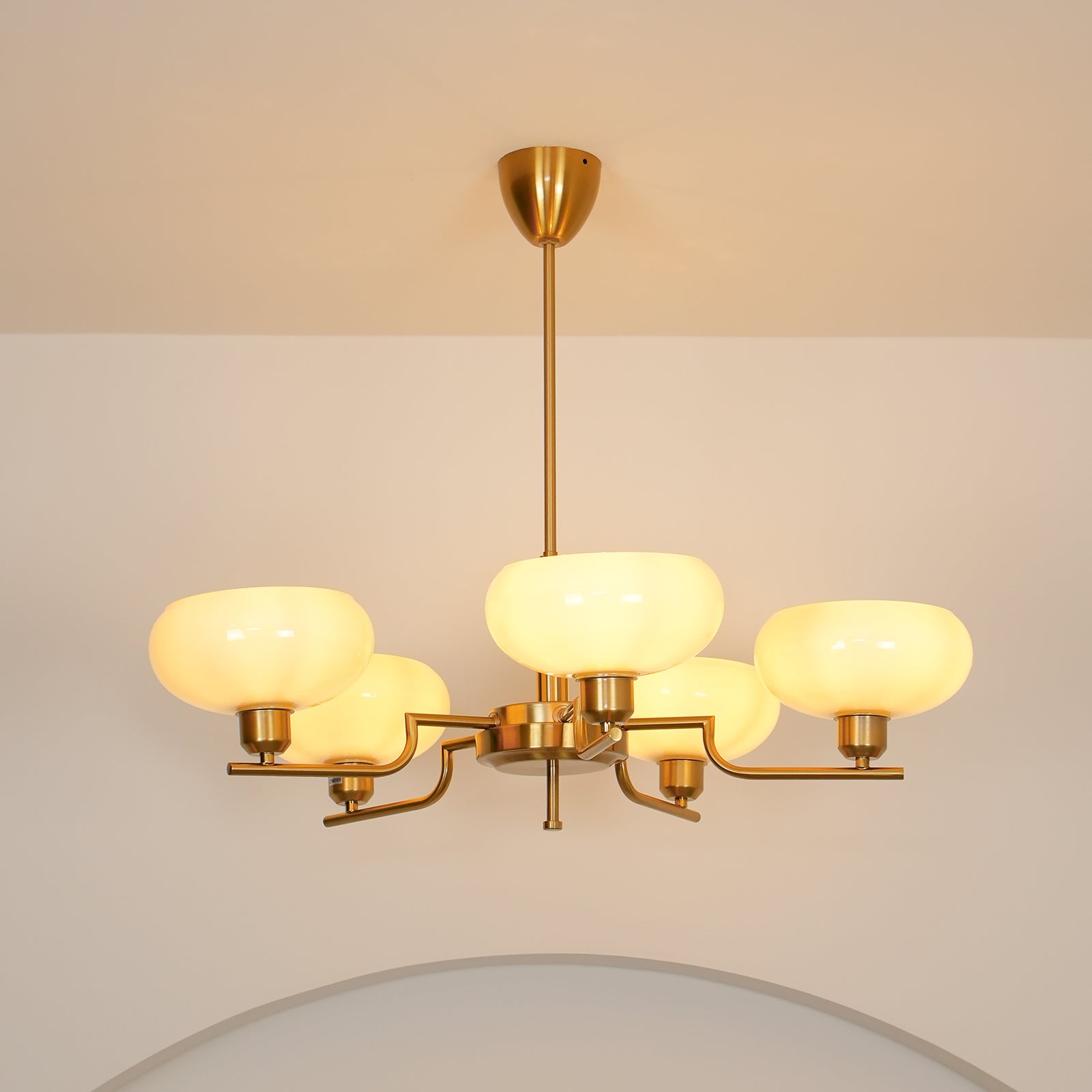 Puja Mid Century Modern Glass Globe Chandelier for Dining Room and Entryway Lighting