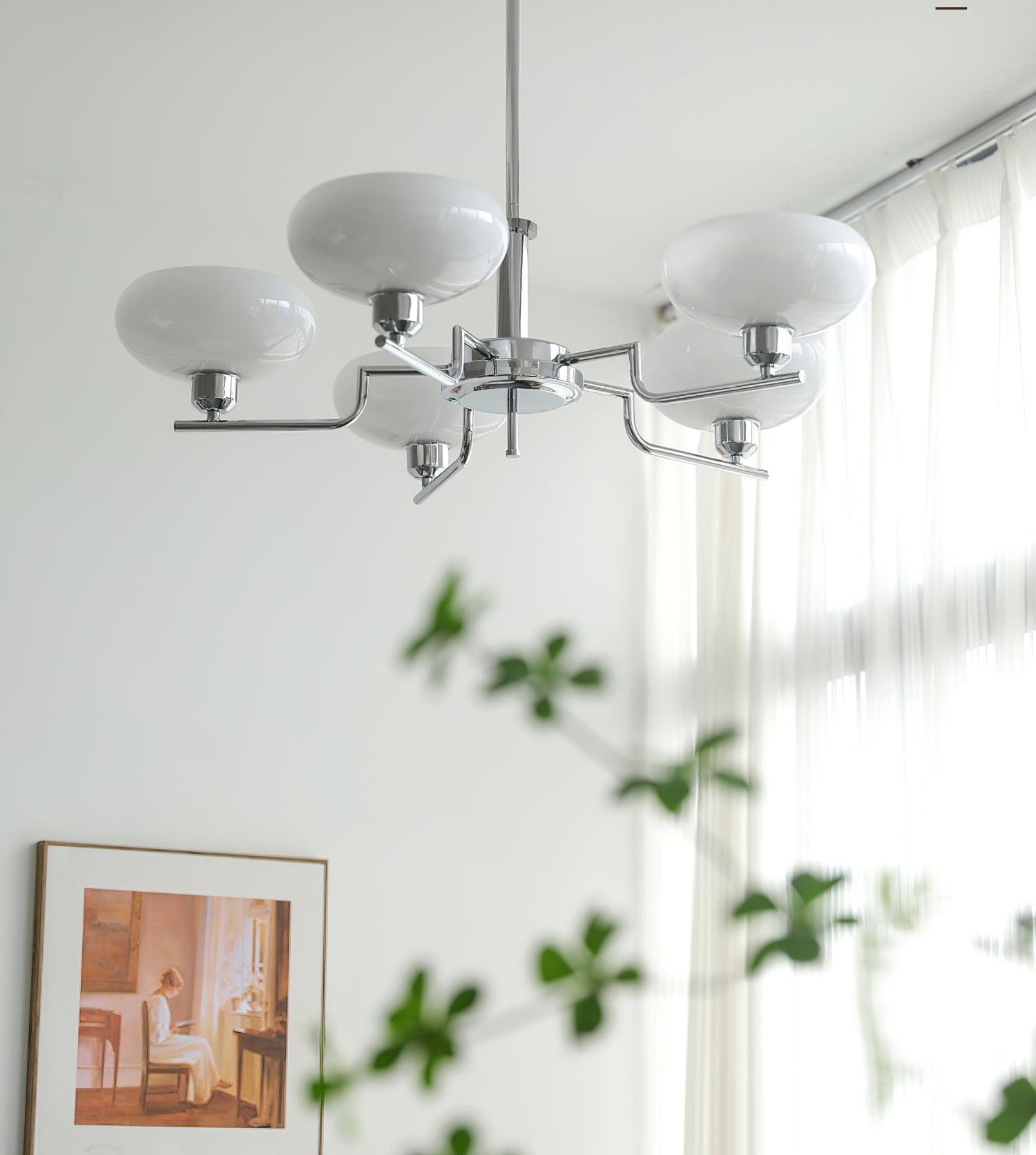 Puja Mid Century Modern Glass Globe Chandelier for Dining Room and Entryway Lighting