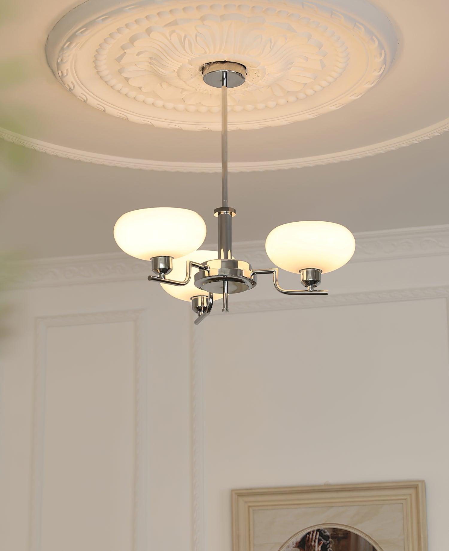 Puja Mid Century Modern Glass Globe Chandelier for Dining Room and Entryway Lighting