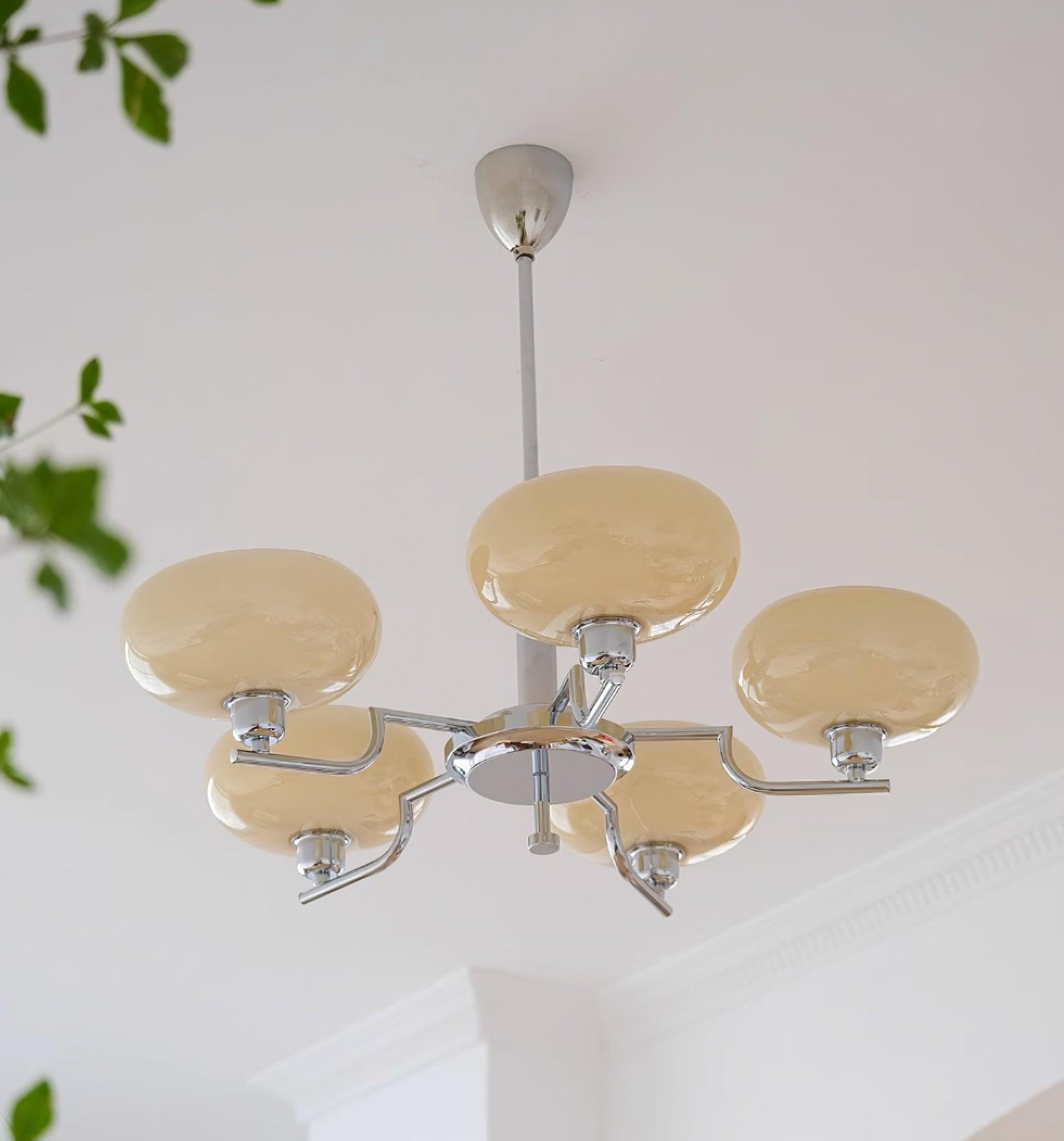 Puja Mid Century Modern Glass Globe Chandelier for Dining Room and Entryway Lighting