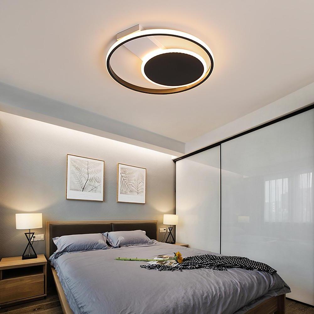 Modern Dual Circle LED Flush Mount Ceiling Light for Bedroom and Living Room 16 Inch 30W