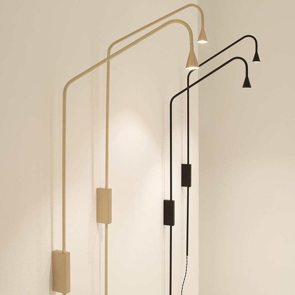 Pureform Geometric LED Wall Sconce Minimalist Indoor Lighting in Gold and Black