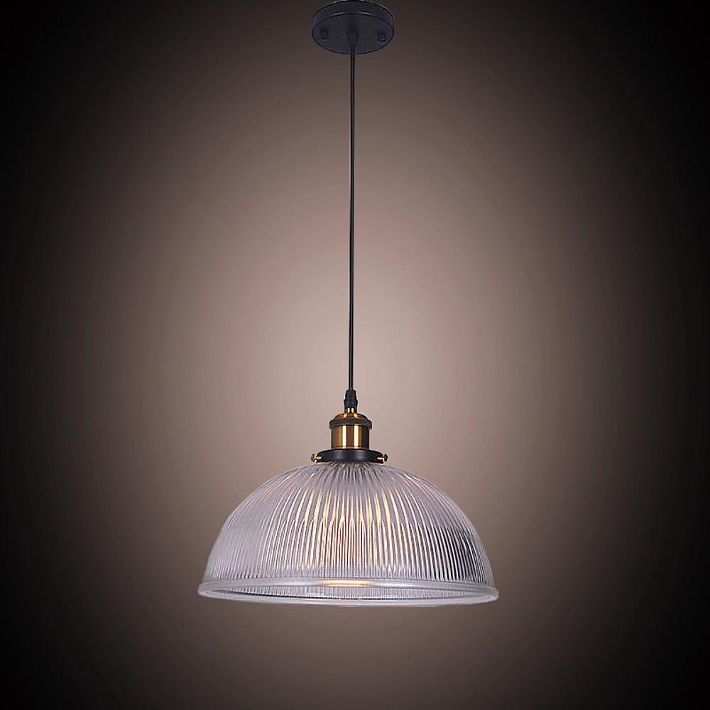 Purple Glass Bowl Pendant Light Vintage Electroplated Metal LED Chandelier
