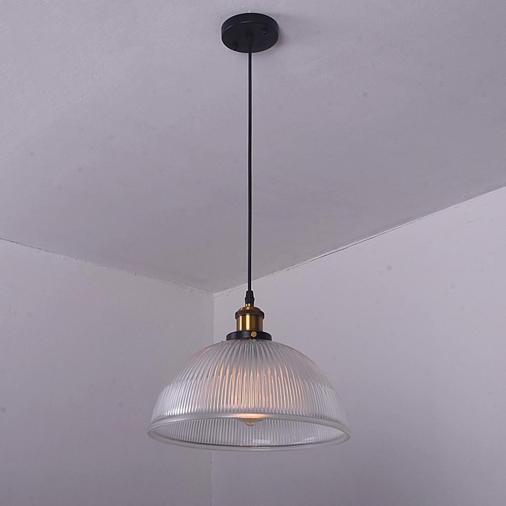 Purple Glass Bowl Pendant Light Vintage Electroplated Metal LED Chandelier