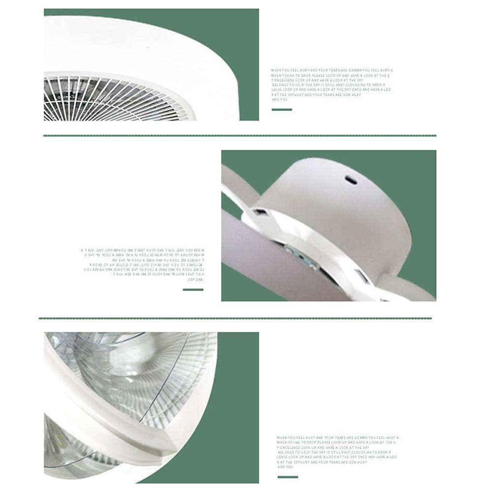 20 Inch Enclosed Bladeless Ceiling Fan with Dimmable LED Light Flush Mount Low Profile Fixture