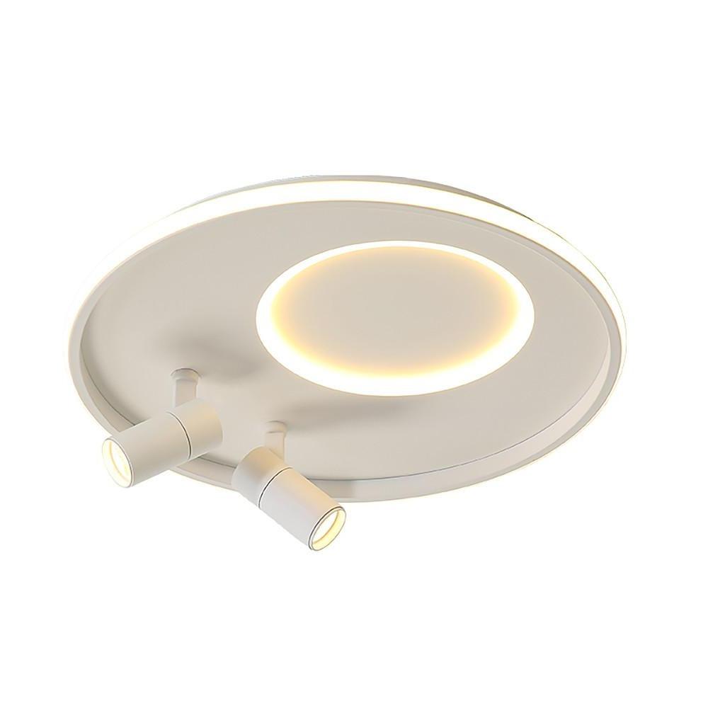 Modern Circular LED Flush Mount Ceiling Light with Integrated Dual Spotlights for Living Room and Bedroom