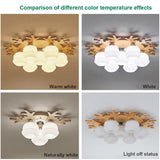Modern Bamboo Globe Cluster Flush Mount Ceiling Light for Bedroom Living Room 3 5 7 Light