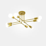 Modern 8 Light Linear Gold Flush Mount Metal Ceiling Light for Contemporary Home Decor