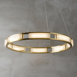 Qatar Alabaster Stone and Brass Luxury LED Pendant Chandelier for Living Dining Room