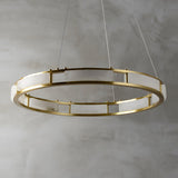 Qatar Alabaster Stone and Brass Luxury LED Pendant Chandelier for Living Dining Room