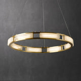 Qatar Alabaster Stone and Brass Luxury LED Pendant Chandelier for Living Dining Room