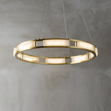 Qatar Alabaster Stone and Brass Luxury LED Pendant Chandelier for Living Dining Room