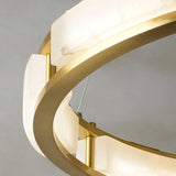 Qatar Alabaster Stone and Brass Luxury LED Pendant Chandelier for Living Dining Room