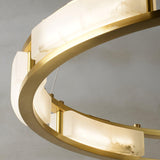 Qatar Alabaster Stone and Brass Luxury LED Pendant Chandelier for Living Dining Room