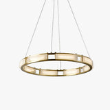 Qatar Alabaster Stone and Brass Luxury LED Pendant Chandelier for Living Dining Room