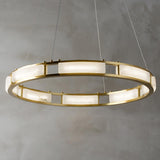 Qatar Alabaster Stone and Brass Luxury LED Pendant Chandelier for Living Dining Room