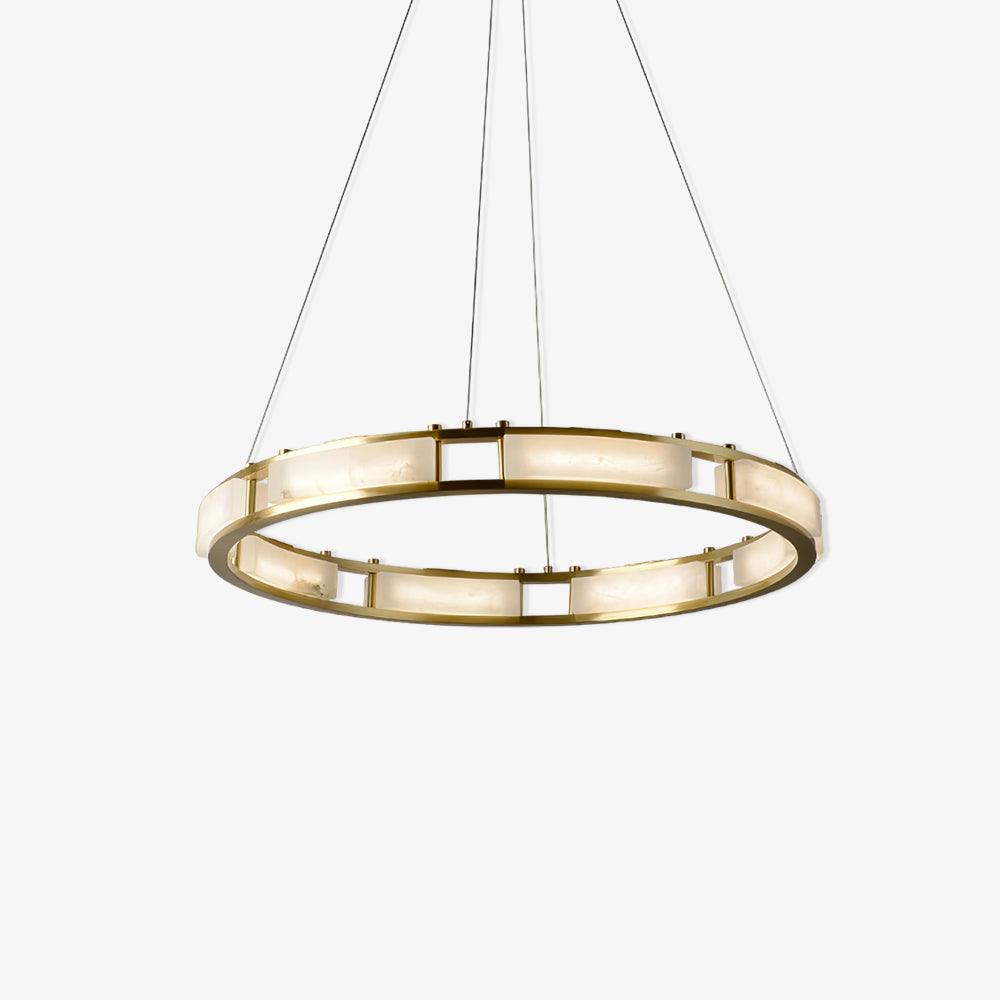 Qatar Alabaster Stone and Brass Luxury LED Pendant Chandelier for Living Dining Room