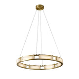 Qatar Alabaster Stone and Brass Luxury LED Pendant Chandelier for Living Dining Room
