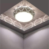 Modern Geometric Drum Shaped LED Flush Mount Ceiling Light for Living Room and Bedroom