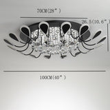 Modern Flower Crystal LED Flush Mount Ceiling Light Dimmable Chandelier for Living Room