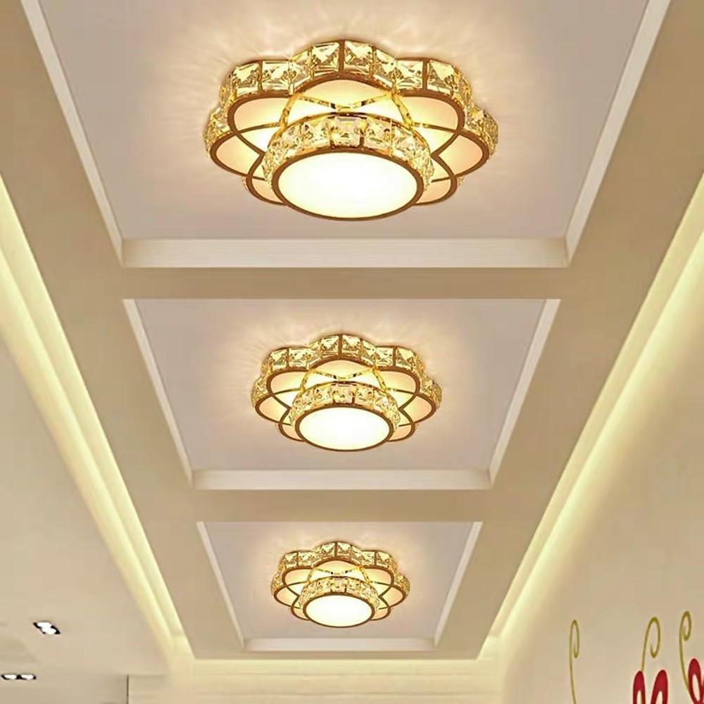 Modern Flower Crystal LED Flush Mount Ceiling Light for Entryway and Hallway Decor