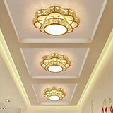 Modern Flower Crystal LED Flush Mount Ceiling Light for Entryway and Hallway Decor