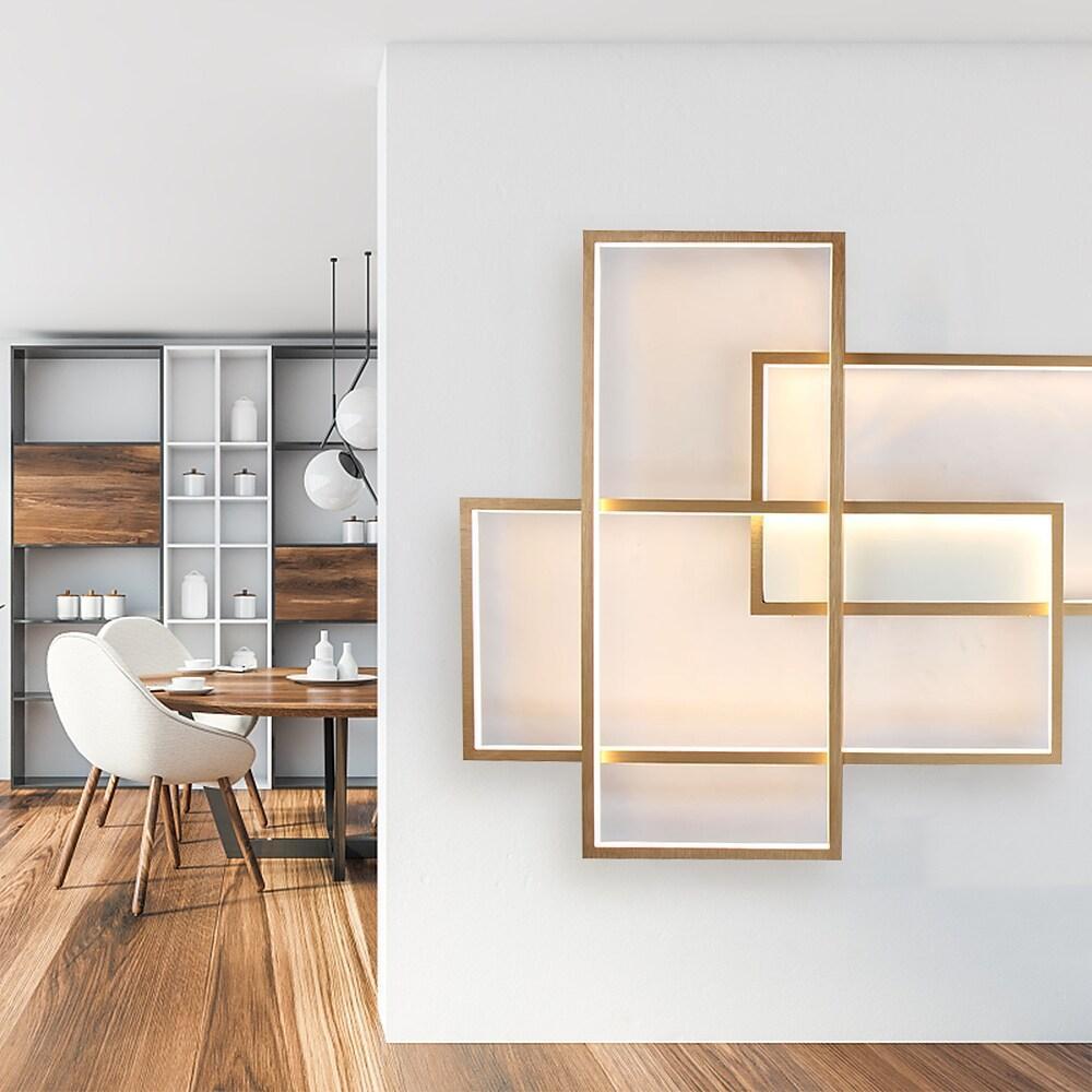 Modern Geometric LED Ceiling Light Overlapping Rectangles Flush Mount Aluminum Fixture