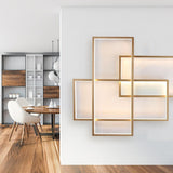 Modern Geometric LED Ceiling Light Overlapping Rectangles Flush Mount Aluminum Fixture