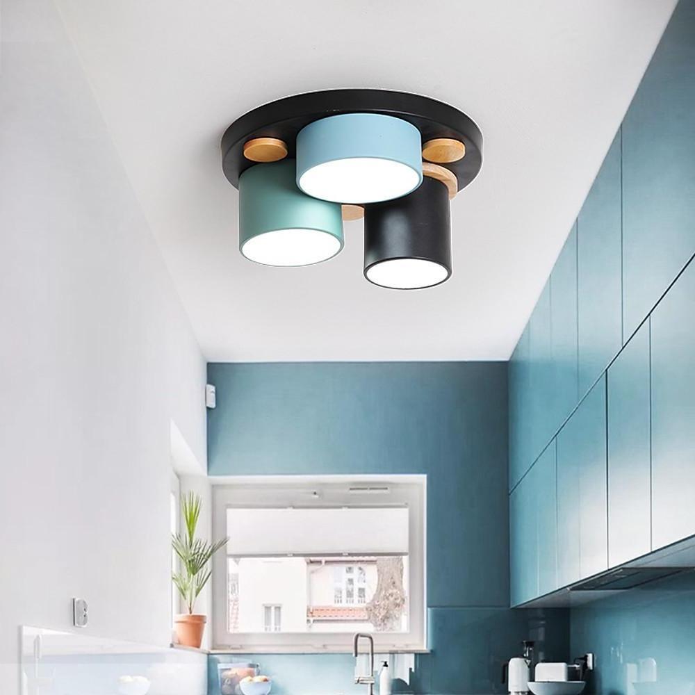 Modern Geometric Lantern LED Flush Mount Ceiling Light Fixture for Living Room and Bedroom Lighting