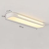 Modern 19 Inch Long Oval LED Flush Mount Ceiling Light Minimalist Rectangular Metal Fixture for Home
