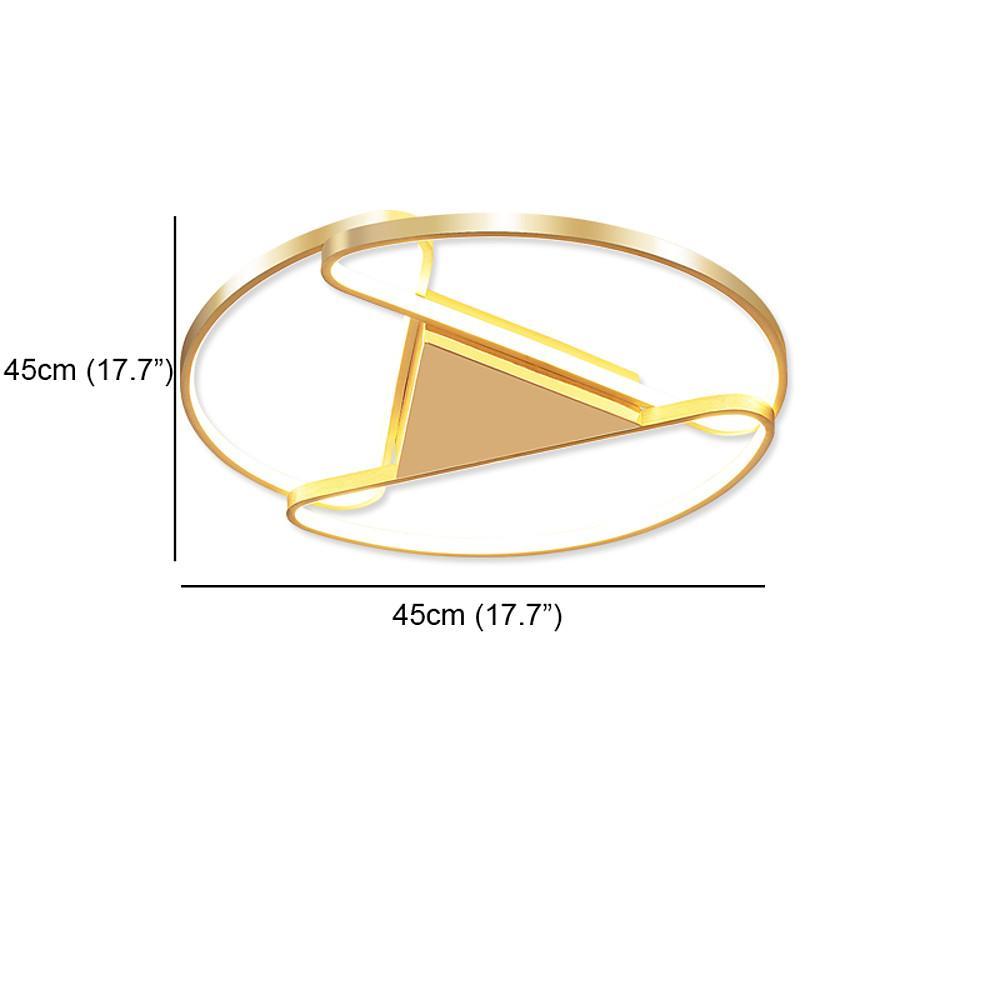 Modern Gold Geometric LED Ceiling Light Fixture Low Profile Flush Mount for Bedroom