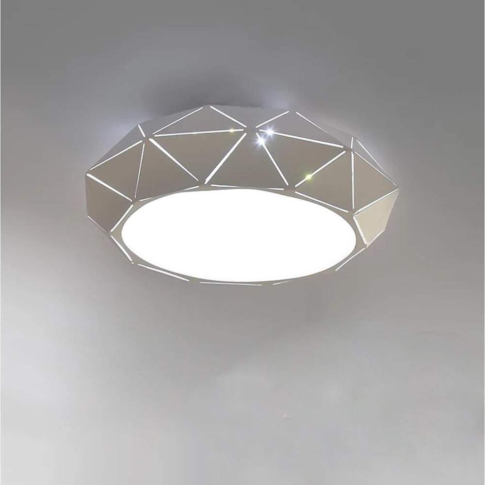 Modern Geometric Drum Shaped LED Flush Mount Ceiling Light for Living Room and Bedroom