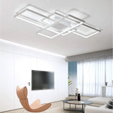 Modern Rectangular 3 Tier LED Flush Mount Ceiling Lamp Large Geometric Integrated Lighting Fixture