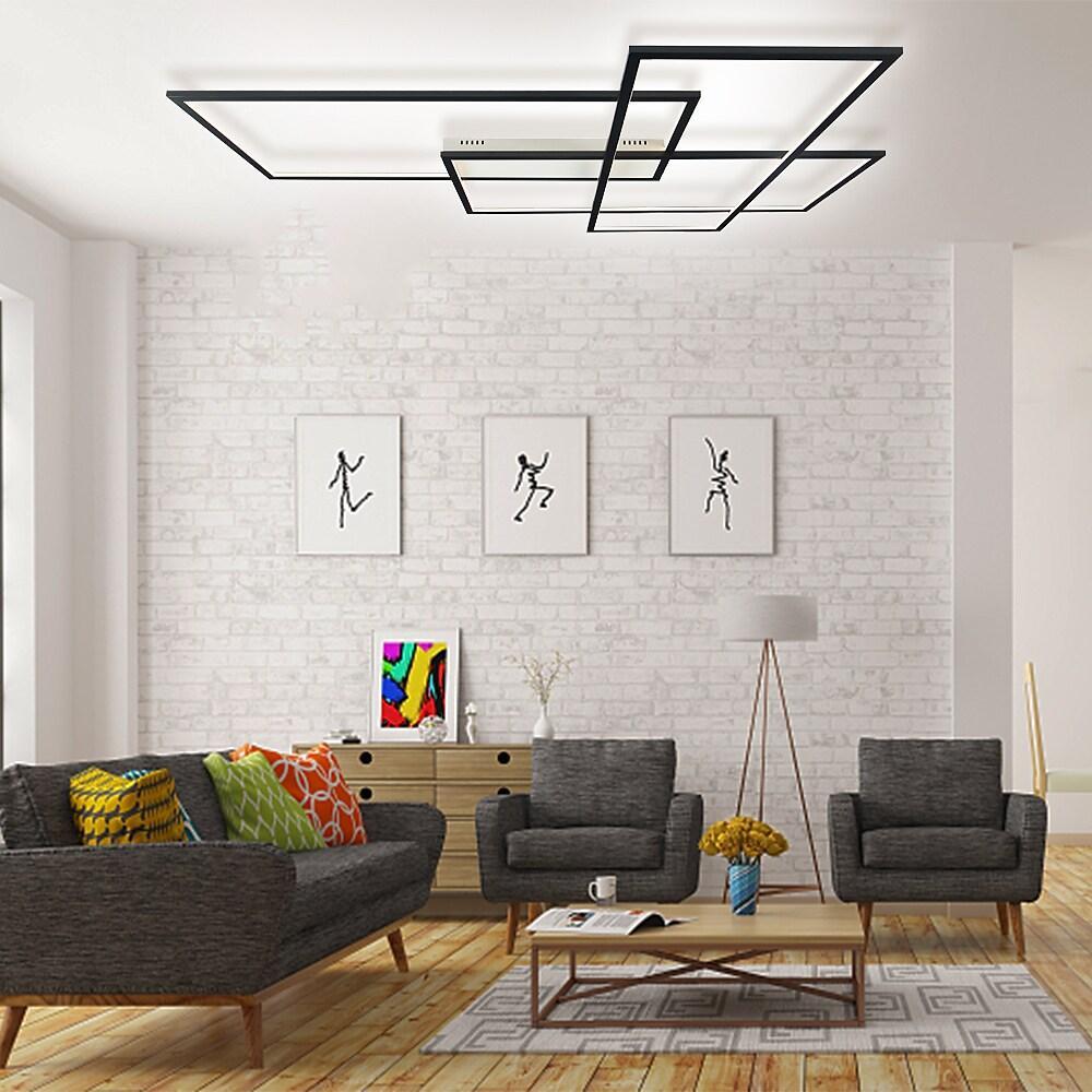 Modern Geometric LED Ceiling Light Overlapping Rectangles Flush Mount Aluminum Fixture