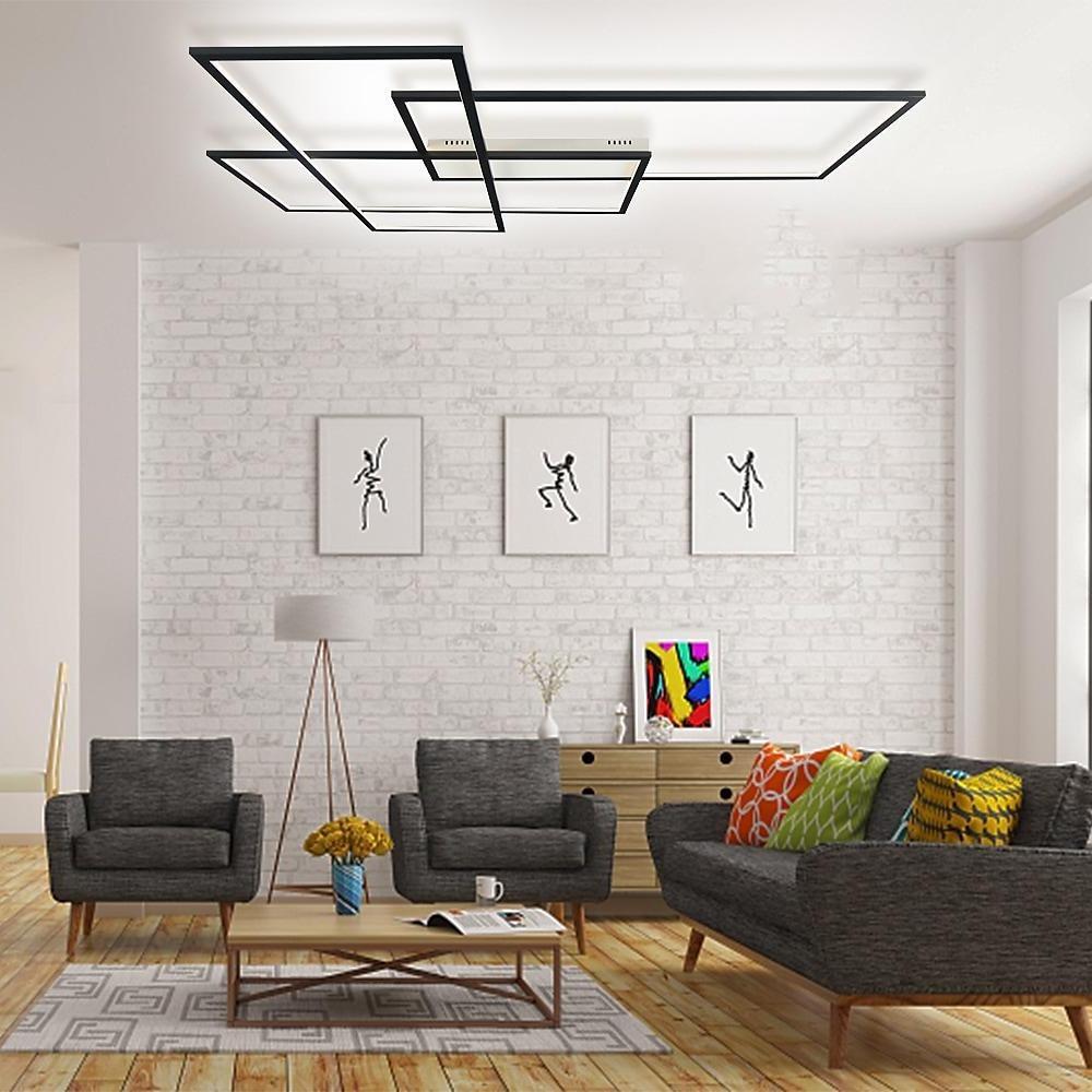 Modern Rectangular Three Tier LED Flush Mount Ceiling Light with Integrated Central Panel