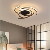 22 Inch Modern Semicircle LED Flush Mount Ceiling Light for Bedroom Artistic Aluminum Fixture