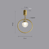 Nordic Gold Copper Ring LED Flush Mount Ceiling Light Fixture Modern Brass Circle Chandelier