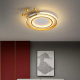 Modern Geometric Crown Circle LED Flush Mount Ceiling Light for Living Room Bedroom