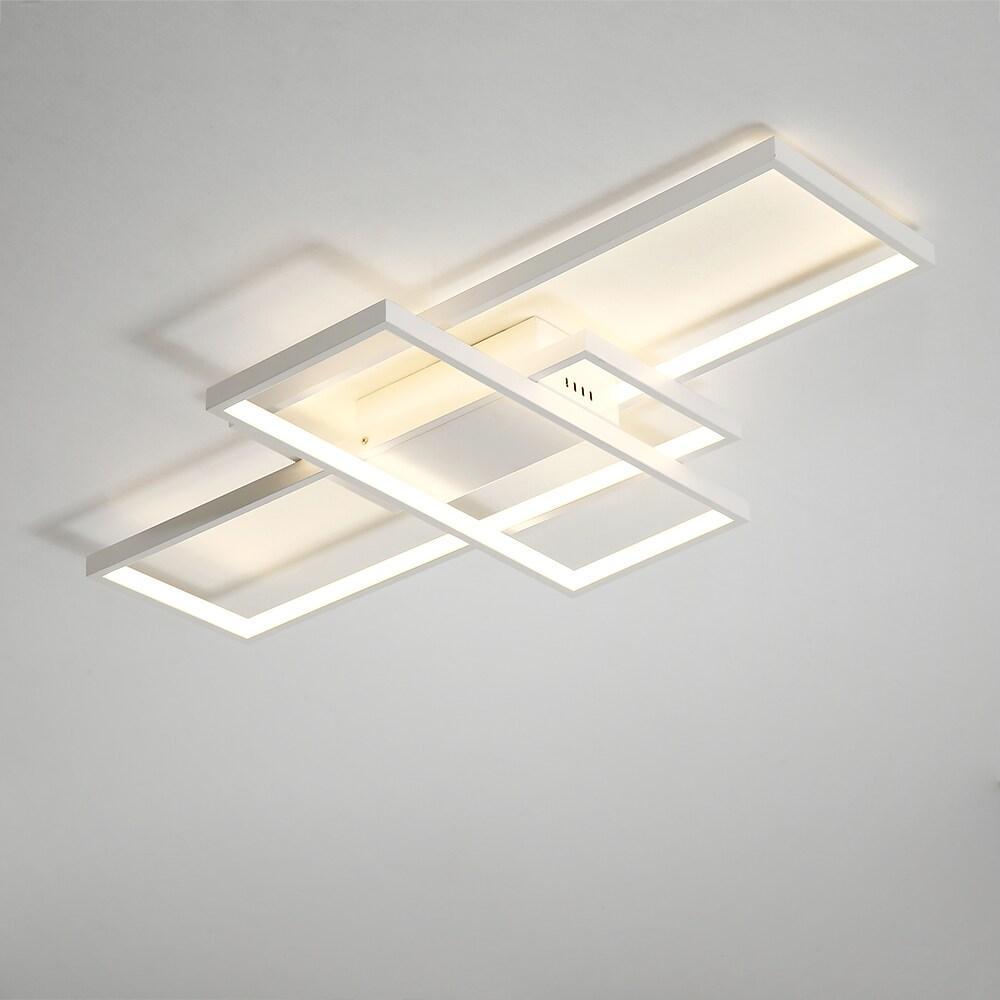 Modern Rectangular 3 Tier LED Flush Mount Ceiling Lamp Large Geometric Integrated Lighting Fixture