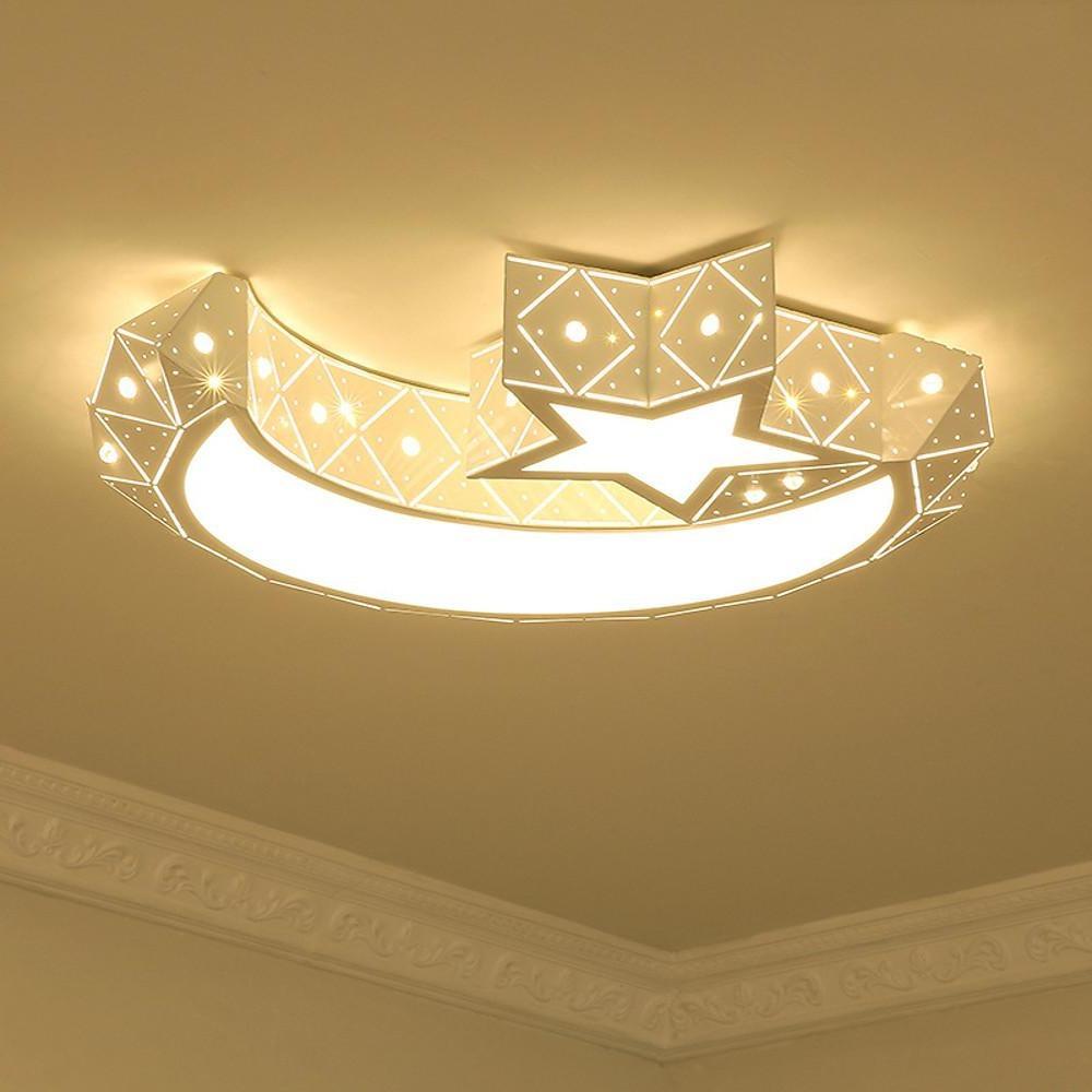 Celestial Moon Star LED Ceiling Light Modern Flush Mount Fixture for Kids Bedroom