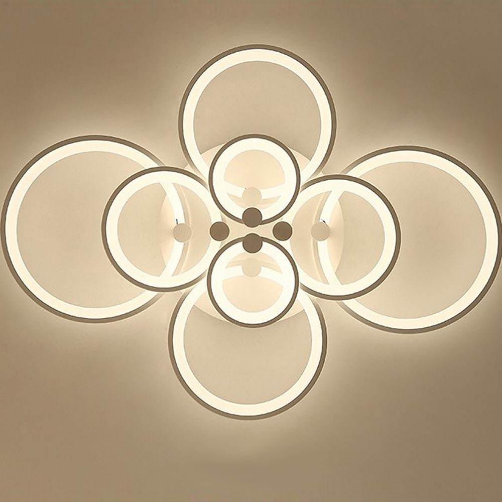 Modern Geometric Overlapping Ring LED Semi Flush Mount Ceiling Light for Living Room