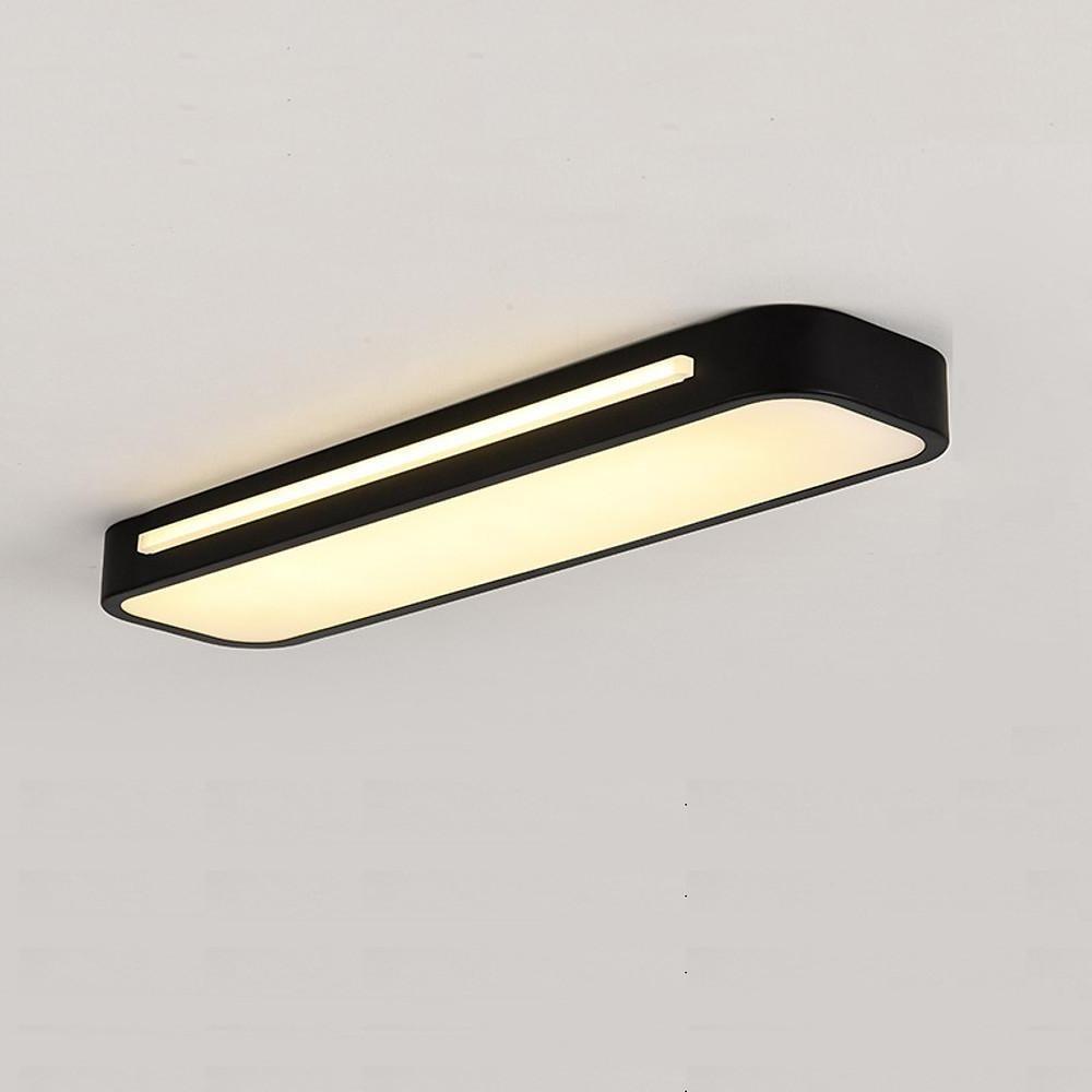 Modern 19 Inch Long Oval LED Flush Mount Ceiling Light Minimalist Rectangular Metal Fixture for Home