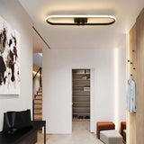 Modern Rounded Rectangle LED Flush Mount Ceiling Light Dimmable Black Fixture 28 Inch