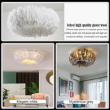 Modern Round Feather LED Flush Mount Ceiling Light for Bedroom and Nursery