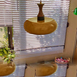Quadri Foglio Wooden Pendant Light with Yellow Glass Shade and Adjustable Height for Modern Home Decor